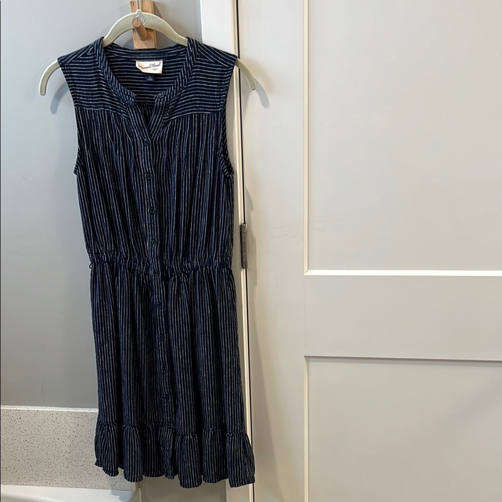 Universal Thread Striped Sleeveless Button-Up Dress - Navy and White